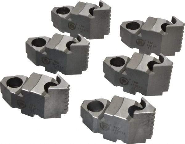 Bison - 6-1/4 to 6" Chuck Diam Compatibility, Steel Tongue & Groove Hard Lathe Top Jaws - 0.984" Wide x 2.638" Long x 1.634" High - Exact Tool & Supply