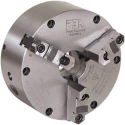 Pratt Burnerd America - 3 Jaws, 15" Diam, Self Centering Manual Lathe Chuck - Plain Back Mount Spindle, Adjustable, Reversible, 2,000 Max RPM, 4.56" Through Hole Diam, Forged Steel - Exact Tool & Supply