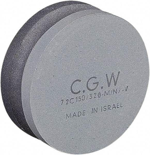 Camel Grinding Wheels - 4" Long x 4" Wide x 1-1/2" Thick, Silicon Carbide Sharpening Stone - Round, Fine Grade, 150 Grit - Exact Tool & Supply