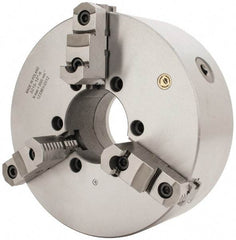 Bison - 3 Jaws, 12" Diam, Self Centering Manual Lathe Chuck - A2-6 Mount Spindle, Reversible, 1,500 Max RPM, 4.0551" Through Hole Diam, 0.0012" Axial Runout, 0.002" Radial Runout, Cast Iron - Exact Tool & Supply