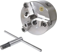 Bison - 3 Jaws, 6" Diam, Self Centering Manual Lathe Chuck - D1-4 Mount Spindle, Reversible, 3,000 Max RPM, 1.6535" Through Hole Diam, 0.0008" Axial Runout, 0.0012" Radial Runout, Cast Iron - Exact Tool & Supply