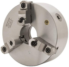 Bison - 3 Jaws, 10" Diam, Self Centering Manual Lathe Chuck - D1-8 Mount Spindle, Reversible, 2,000 Max RPM, 2.9921" Through Hole Diam, 0.001" Axial Runout, 0.0016" Radial Runout, Cast Iron - Exact Tool & Supply