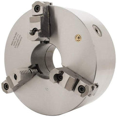 Bison - 3 Jaws, 12" Diam, Self Centering Manual Lathe Chuck - D1-11 Mount Spindle, Reversible, 1,500 Max RPM, 4.0551" Through Hole Diam, 0.0012" Axial Runout, 0.002" Radial Runout, Cast Iron - Exact Tool & Supply