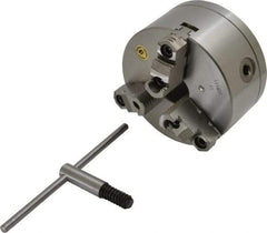Bison - 3 Jaws, 6" Diam, Self Centering Manual Lathe Chuck - 1-1/2 - 8" Spindle Mount, Reversible, 3,000 Max RPM, 1.5748" Through Hole Diam, 0.0008" Axial Runout, 0.0012" Radial Runout, Cast Iron - Exact Tool & Supply