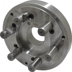Bison - Adapter Back Plate for 8" Diam Self Centering Lathe Chucks - D1-6 Mount, 2.165" Through Hole Diam, 4.33mm ID, 7.87" OD, 1.34" Flange Height, Steel - Exact Tool & Supply