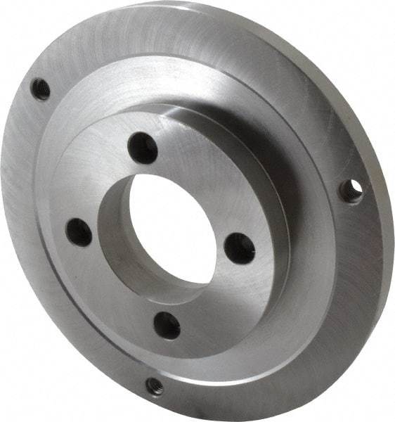 Bison - Adapter Back Plate for 10" Diam Self Centering Lathe Chucks - A2-5 Mount, 2.922" Through Hole Diam, 5.708mm ID, 9.84" OD, 3/4" Flange Height, Steel - Exact Tool & Supply