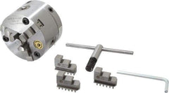 Bison - 3 Jaws, 4" Diam, Self Centering Manual Lathe Chuck - Adjustable, 0.787" Through Hole Diam, Forged Steel - Exact Tool & Supply