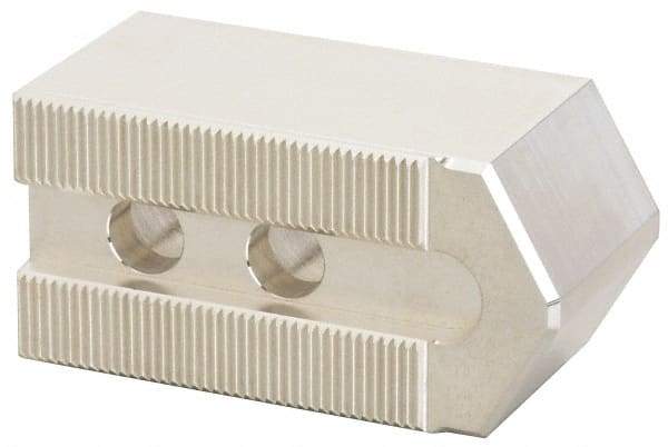 Masterman & Kovil - 12" Chuck Capacity, 1.5mm x 60° Serrated Attachment, Square Soft Lathe Chuck Jaw - 3 Jaws, Aluminum, 1.181" Btw Mount Hole Ctrs, 5.1mm Long x 2" Wide x 2" High, 0.709" Groove, 14mm Fastener - Exact Tool & Supply