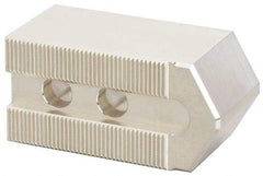 Masterman & Kovil - 12" Chuck Capacity, 1.5mm x 60° Serrated Attachment, Square Soft Lathe Chuck Jaw - 3 Jaws, Aluminum, 1.181" Btw Mount Hole Ctrs, 5.1mm Long x 2" Wide x 2" High, 0.709" Groove, 14mm Fastener - Exact Tool & Supply