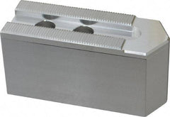 Masterman & Kovil - 8" Chuck Capacity, 1.5mm x 60° Serrated Attachment, Square Soft Lathe Chuck Jaw - 3 Jaws, Aluminum, 0.984" Btw Mount Hole Ctrs, 4mm Long x 1-1/2" Wide x 2" High, 0.551" Groove, 12mm Fastener - Exact Tool & Supply