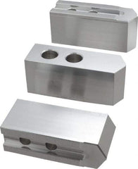 Masterman & Kovil - 10" Chuck Capacity, 1.5mm x 60° Serrated Attachment, Square Soft Lathe Chuck Jaw - 3 Jaws, Aluminum, 1.181" Btw Mount Hole Ctrs, 4.6mm Long x 1-1/2" Wide x 2" High, 0.63" Groove, 12mm Fastener - Exact Tool & Supply