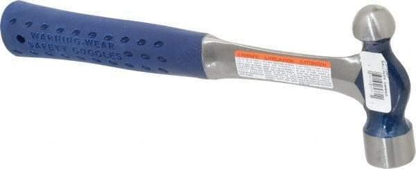 Estwing - 3/4 Lb Head Ball Pein Hammer - Steel Handle, 1-3/8" Face Diam, 11-1/8" OAL, Steel with Cushion Grip - Exact Tool & Supply