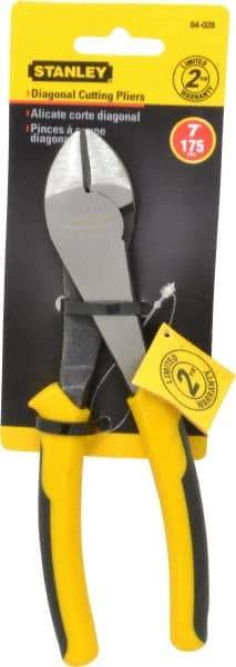 Stanley - 7" OAL, Cutting Pliers - 13/16" Jaw Length x 1-7/64" Jaw Width, Round Head, Thermo Plastic Elastomer (TPE) Handle - Exact Tool & Supply