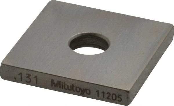 Mitutoyo - 0.131" Square Steel Gage Block - Accuracy Grade 0, Includes Certificate of Inspection - Exact Tool & Supply