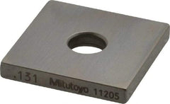 Mitutoyo - 0.131" Square Steel Gage Block - Accuracy Grade 0, Includes Certificate of Inspection - Exact Tool & Supply