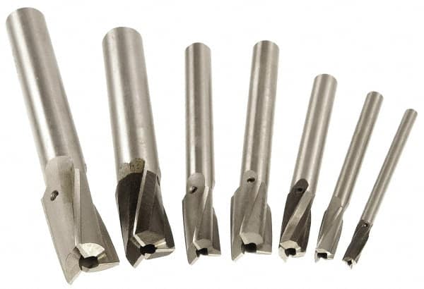 Value Collection - 7 Piece, 3 Flutes, Straight Shank, Interchangeable Pilot Counterbore Set - Exact Tool & Supply