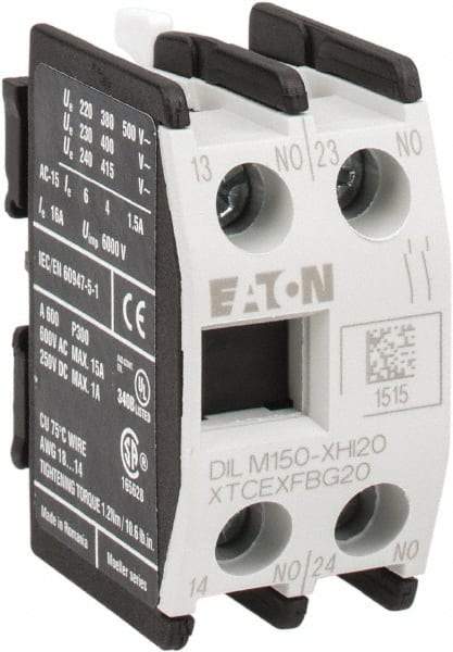 Eaton Cutler-Hammer - 40, 50, 65, 80, 95, 115, 150 Amp, Contactor Front Mount Auxiliary Contact - For Use with XT Contactor - Exact Tool & Supply
