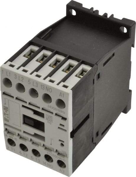 Eaton Cutler-Hammer - 3 Pole, 24 Coil VAC, 20 Amp, Nonreversible Open Enclosure IEC Contactor - 1 Phase hp: 0.5 at 115 V, 1 at 200 V, 1.5 at 230 V, 3 Phase hp: 3 at 200 V, 3 at 230 V, 5 at 460 V, 7.5 at 575 V, 9 Amp Inductive Load Rating Listed - Exact Tool & Supply