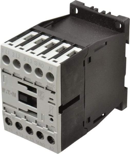 Eaton Cutler-Hammer - 3 Pole, 24 to 27 Coil VDC, 20 Amp, Nonreversible Open Enclosure IEC Contactor - 1 Phase hp: 1 at 115 V, 2 at 200 V, 2 at 230 V, 3 Phase hp: 10 at 460 V, 10 at 575 V, 3 at 200 V, 3 at 230 V, 12 Amp Inductive Load Rating Listed - Exact Tool & Supply