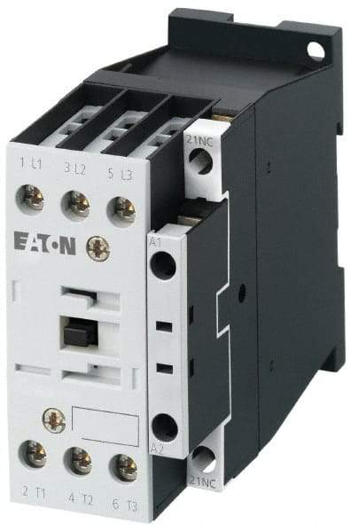 Eaton Cutler-Hammer - 3 Pole, 24 Coil VAC, 18 Amp, Nonreversible Open Enclosure IEC Contactor - 1 Phase hp: 2 at 115 V, 2 at 200 V, 3 at 230 V, 3 Phase hp: 10 at 460 V, 15 at 575 V, 5 at 200 V, 5 at 230 V, 18 Amp Inductive Load Rating Listed - Exact Tool & Supply