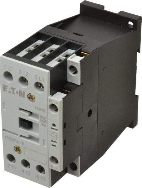 Eaton Cutler-Hammer - 3 Pole, 24 to 27 Coil VDC, 40 Amp, Nonreversible Open Enclosure IEC Contactor - 1 Phase hp: 2 at 115 V, 3 at 200 V, 5 at 230 V, 3 Phase hp: 10 at 230 V, 15 at 460 V, 20 at 575 V, 7.5 at 200 V, 25 Amp Inductive Load Rating Listed - Exact Tool & Supply