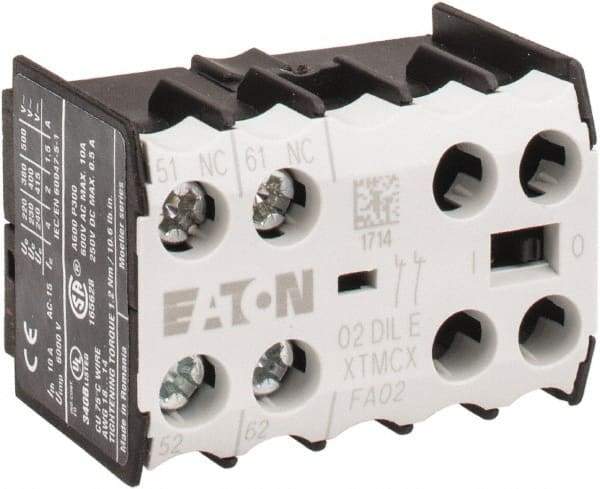 Eaton Cutler-Hammer - 6 to 9 Amp, Contactor Front Mount Auxiliary Contact - For Use with Miniature Contactor and XTRM Miniature Control Relay - Exact Tool & Supply