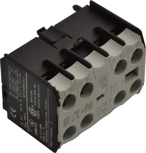 Eaton Cutler-Hammer - 6 to 9 Amp, Contactor Front Mount Auxiliary Contact - For Use with Miniature Contactor and XTRM Miniature Control Relay - Exact Tool & Supply