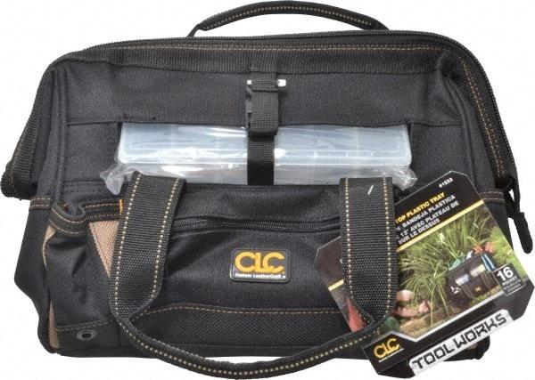 CLC - 16 Pocket Black Polyester Tool Bag - 12" Wide x 8" Deep x 9" High - Exact Tool & Supply