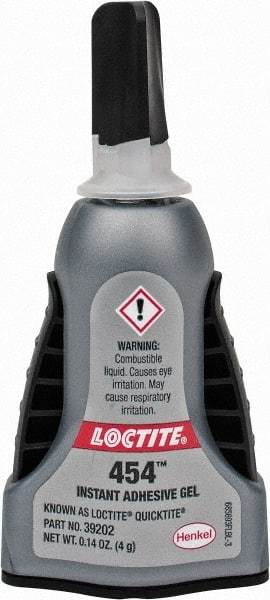 Loctite - 0.14 oz Bottle Clear Instant Adhesive - Series QuickTite, 5 to 30 sec Working Time, 24 hr Full Cure Time, Bonds to Metal & Plastic - Exact Tool & Supply