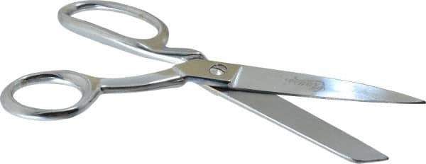 Clauss - 3-1/2" LOC, 8" OAL Chrome Plated Standard Shears - Right Hand, Chrome Plated Offset Handle, For General Purpose Use - Exact Tool & Supply