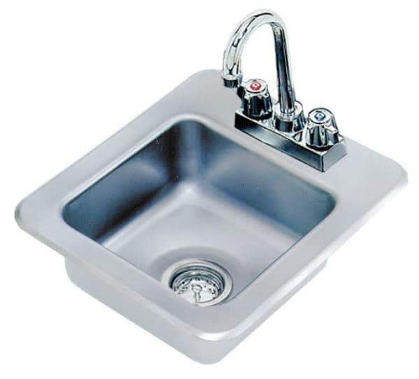 Advance Tabco - 9" Long x 9" Wide Inside, 1 Compartment, Stainless Steel Stainless Steel Drop In Sink - 20 Gauge, 12" Long x 14" Wide Outside, 5" Deep - Exact Tool & Supply