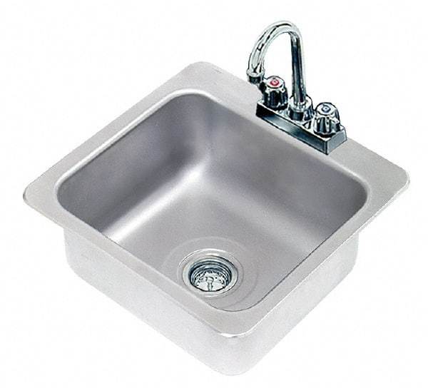 Advance Tabco - 16" Long x 14" Wide Inside, 1 Compartment, Stainless Steel Stainless Steel Drop In Sink - 20 Gauge, 19" Long x 18-1/2" Wide Outside, 8" Deep - Exact Tool & Supply