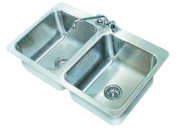 Advance Tabco - 14" Long x 16" Wide Inside, 2 Compartment, Stainless Steel Stainless Steel Drop In Sink - 18 Gauge, 33-1/2" Long x 20-1/2" Wide Outside, 10" Deep - Exact Tool & Supply