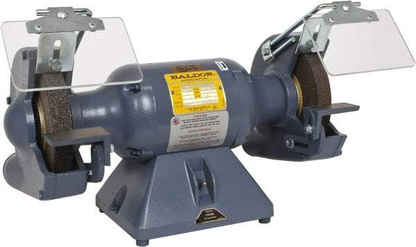 Baldor - 7" Wheel Diam x 1" Wheel Width, 1/2 hp Grinder - 5/8" Arbor Hole Diam, 1 Phase, 3,600 Max RPM, 115/230 Volts - Exact Tool & Supply