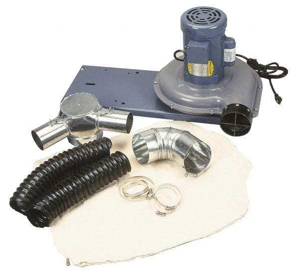 Baldor - 115 Volt Pedestal Mount Dust Collector - 1" Deep x 7" High, 3" Connection Diam, 440 CFM Air Flow - Exact Tool & Supply