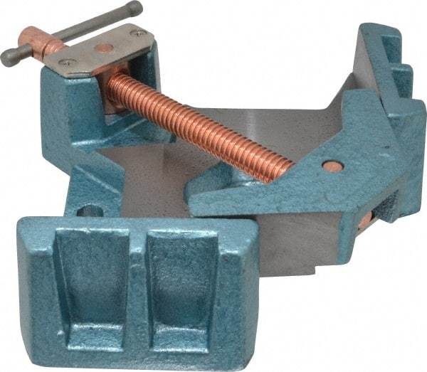 Wilton - Fixed Angle, 2 Axes, 4-1/8" Long, 1-3/8" Jaw Height, 3-11/32" Max Capacity, Cast Iron Angle & Corner Clamp - 90° Clamping Angle - Exact Tool & Supply
