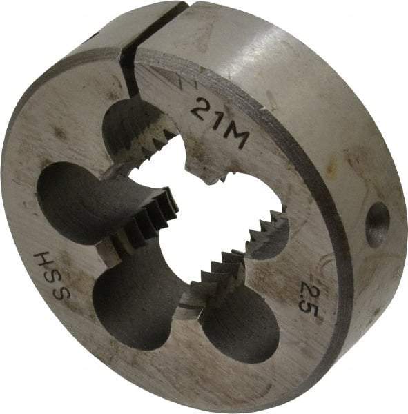 Interstate - M21x2.50 Metric Special Thread, 2" Outside Diam High Speed Steel Round Die - Right Hand Thread, Adjustable - Exact Tool & Supply