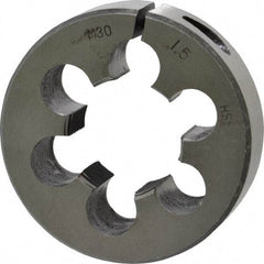 Interstate - M30x1.50 Metric Fine Thread, 2-1/2" Outside Diam High Speed Steel Round Die - Right Hand Thread, Adjustable - Exact Tool & Supply