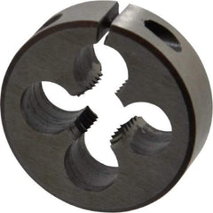 Interstate - M12x1.75 Metric Coarse Thread, 1-1/2" Outside Diam High Speed Steel Round Die - 1/2" Thick, Left Hand Thread, Adjustable - Exact Tool & Supply