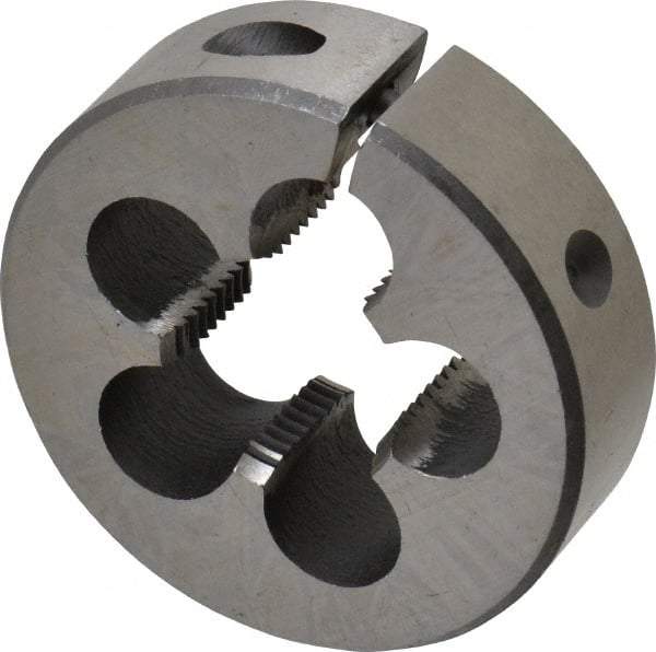 Interstate - M20x1.50 Metric Fine Thread, 2" Outside Diam High Speed Steel Round Die - 5/8" Thick, Left Hand Thread, Adjustable - Exact Tool & Supply