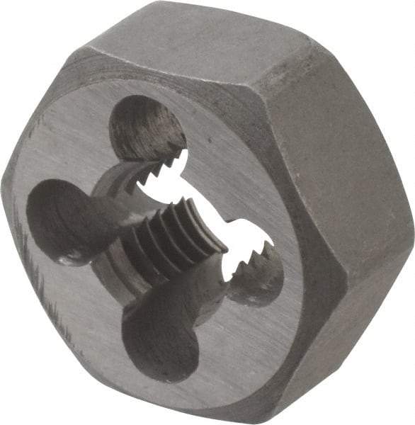 Interstate - M9x1.25 Metric Coarse Thread, 25/32" Hex, Right Hand Thread, Hex Rethreading Die - Carbon Steel, 3/8" Thick - Exact Tool & Supply