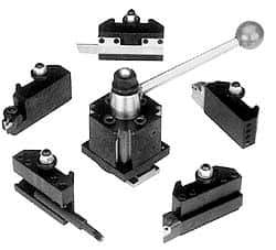 Dorian Tool - Series EA Tool Post Holder & Set for 25" & Up Lathe Swing - 6 Piece, Through Coolant, Includes (5) Holders, Tool Post - Exact Tool & Supply