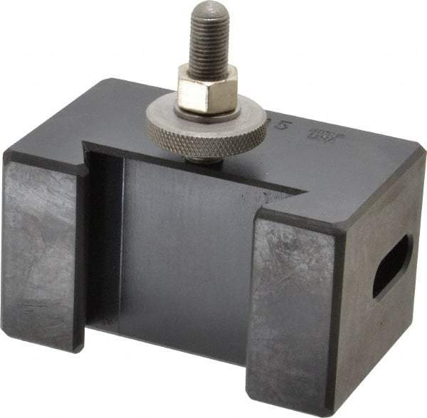 Aloris - Series CXA, #5 Morse Taper Tool Post Holder - 13 to 18" Lathe Swing, 2" OAH x 4-1/2" OAL, 1" Centerline Height - Exact Tool & Supply