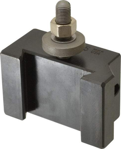 Aloris - Series CA, #5 Morse Taper Tool Post Holder - 14 to 20" Lathe Swing, 2-1/2" OAH x 4-1/2" OAL, 1-1/4" Centerline Height - Exact Tool & Supply