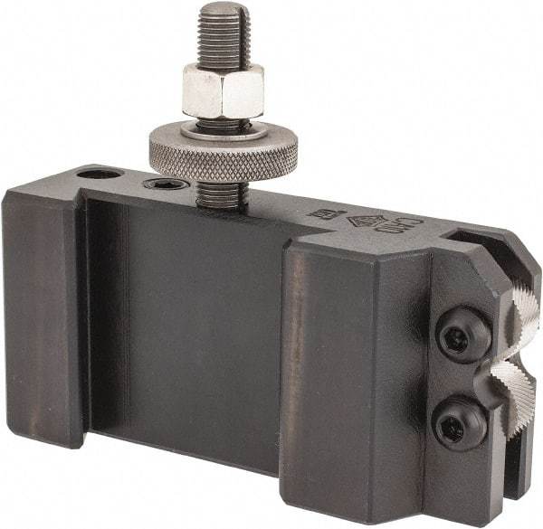 Aloris - Series CA, #10 Knurling, Turning & Facing Tool Post Holder - 14 to 20" Lathe Swing, 2-1/2" OAH, 3-3/4" Max Tool Cutting Size, 1-7/16" Centerline Height - Exact Tool & Supply