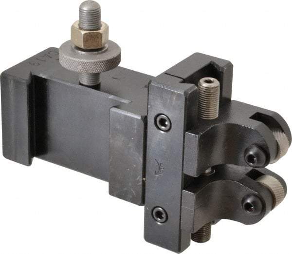 Aloris - Series CA, #19 Adjustable Knurling Tool Post Holder - 14 to 20" Lathe Swing, 2-1/4" OAH, 2" Centerline Height - Exact Tool & Supply