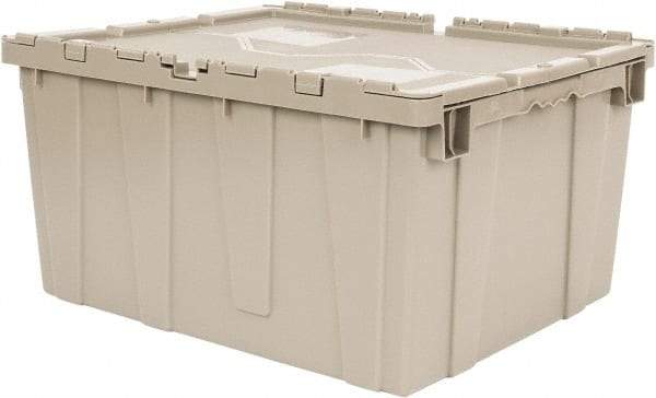 Quantum Storage - 2.44 Cu Ft, 80 Lb Load Capacity Gray Polyethylene Attached-Lid Container - Stacking, Nesting, 23.9" Long x 19.4" Wide x 12-1/2" High, Lid Included - Exact Tool & Supply