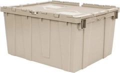 Quantum Storage - 2.44 Cu Ft, 80 Lb Load Capacity Gray Polyethylene Attached-Lid Container - Stacking, Nesting, 23.9" Long x 19.4" Wide x 12-1/2" High, Lid Included - Exact Tool & Supply
