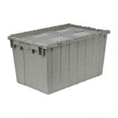 Quantum Storage - 2.2 Cu Ft, 90 Lb Load Capacity Gray Polyethylene Attached-Lid Container - Stacking, Nesting, 25.4" Long x 16.3" Wide x 14.1" High, Lid Included - Exact Tool & Supply