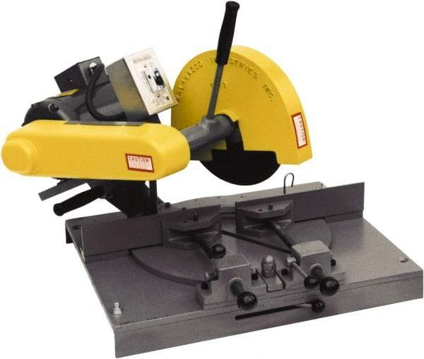 Kalamazoo - 10" Blade Diam, 5/8" Arbor Hole, Miter Chop & Cutoff Saw - 3,450 RPM, 3 hp, 110/220 & 220/440 Volts, 1 or 3 Phase - Exact Tool & Supply